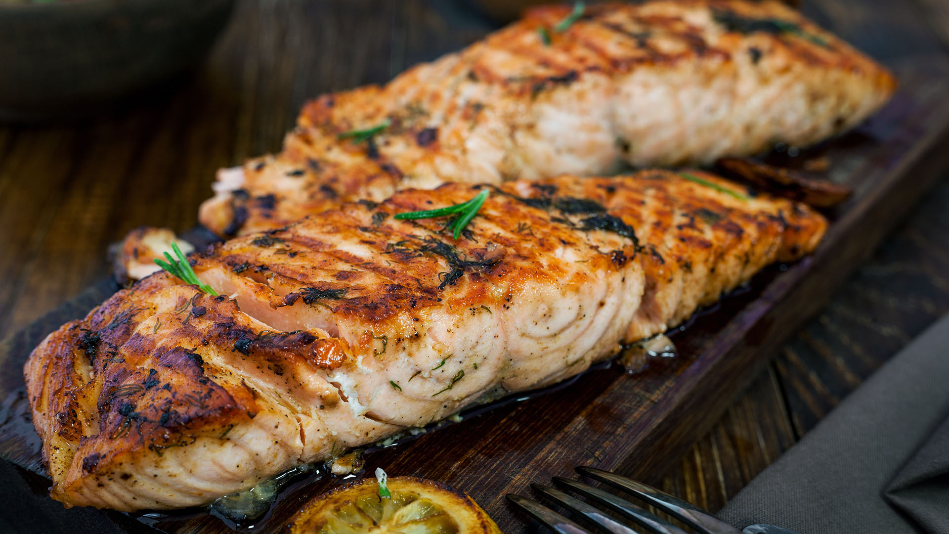 Grilled Salmon Fillet With Steamed Vegetables and Umami Booster infused Sauce